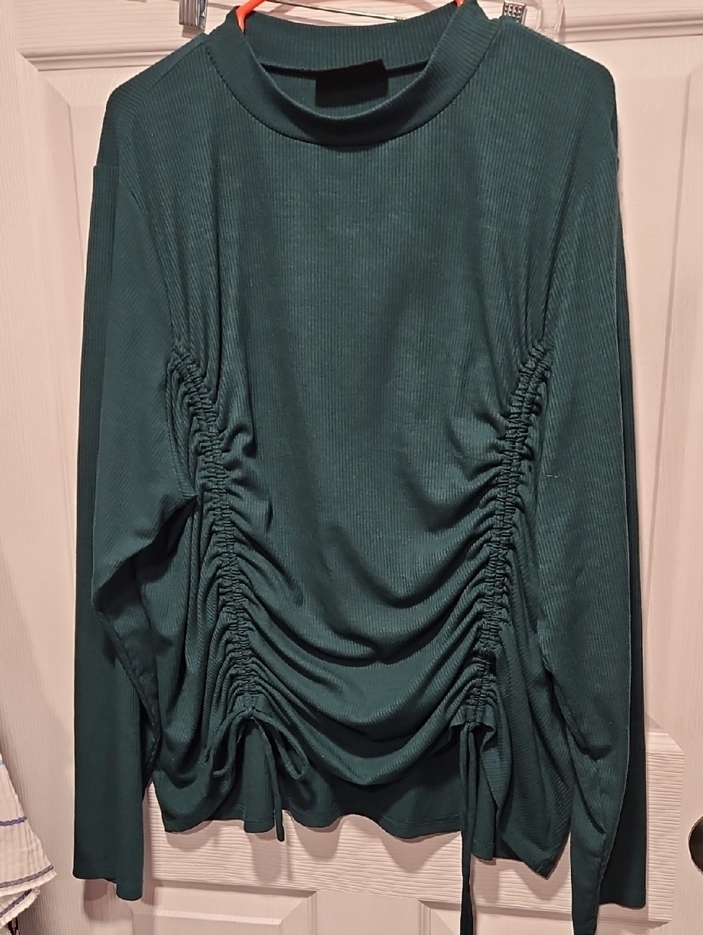 Lane Bryant Dark Teal Long-Sleeve Ruched Side Top